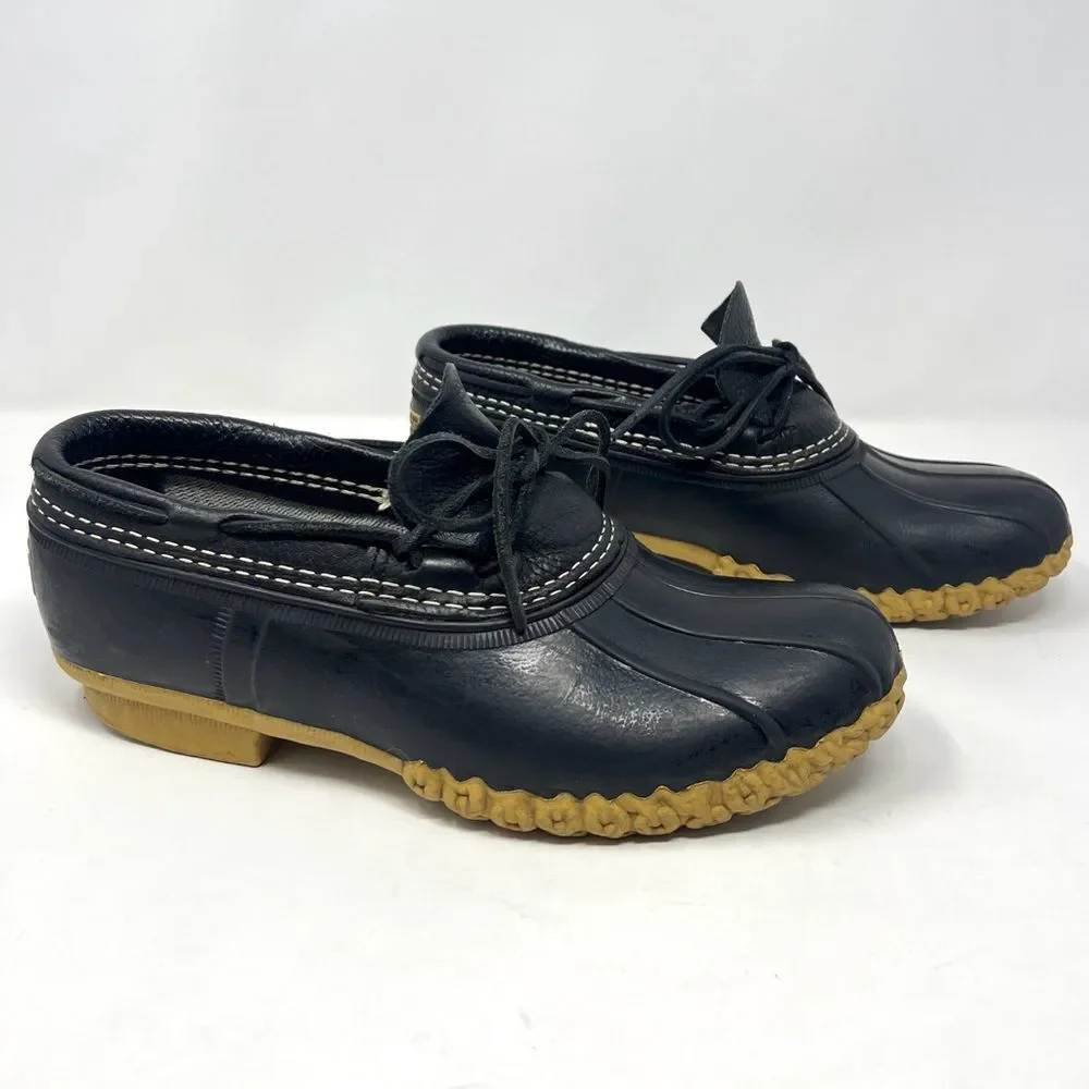 L.L.Bean Rubber Moc Duck Low Profile Boots Black Leather Gum Sole Women’s 9M